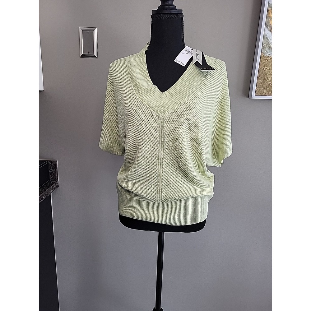 NEW Truth By Republic Women's Short Sleeve V Neck Top Metallic Light Melon S NWT